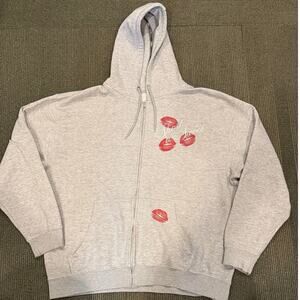 Sabrina Carpenter Hoodie Short N’ Sweet Tour Merch, Gray, Zip-up Sweatshirt XXL